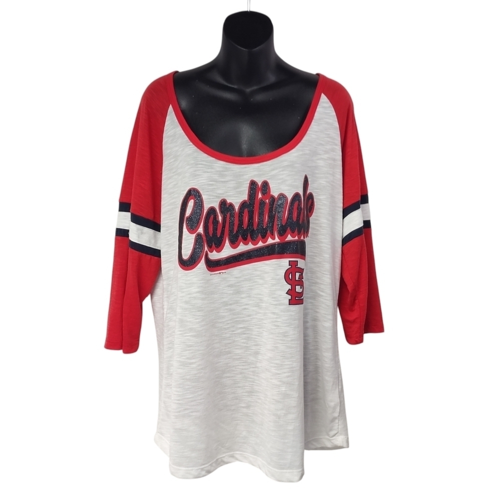 New Era St. Louis Cardinals White Red 3/4 Sleeve Shirt Women’s Size XXL